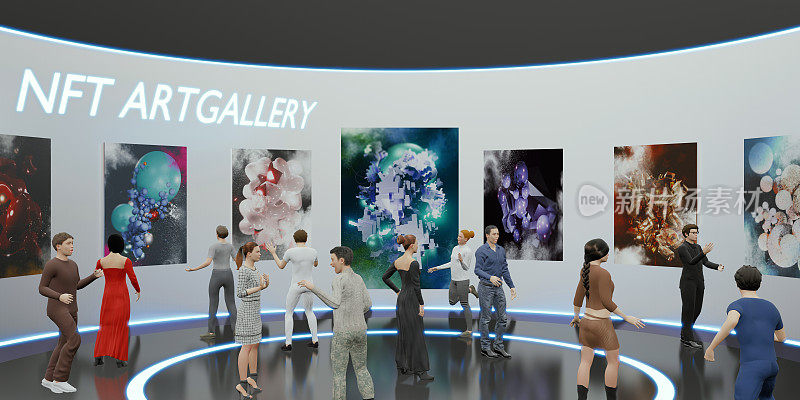NFT Art Gallery on Metaverse Avatar Legs NFT项目3D插图